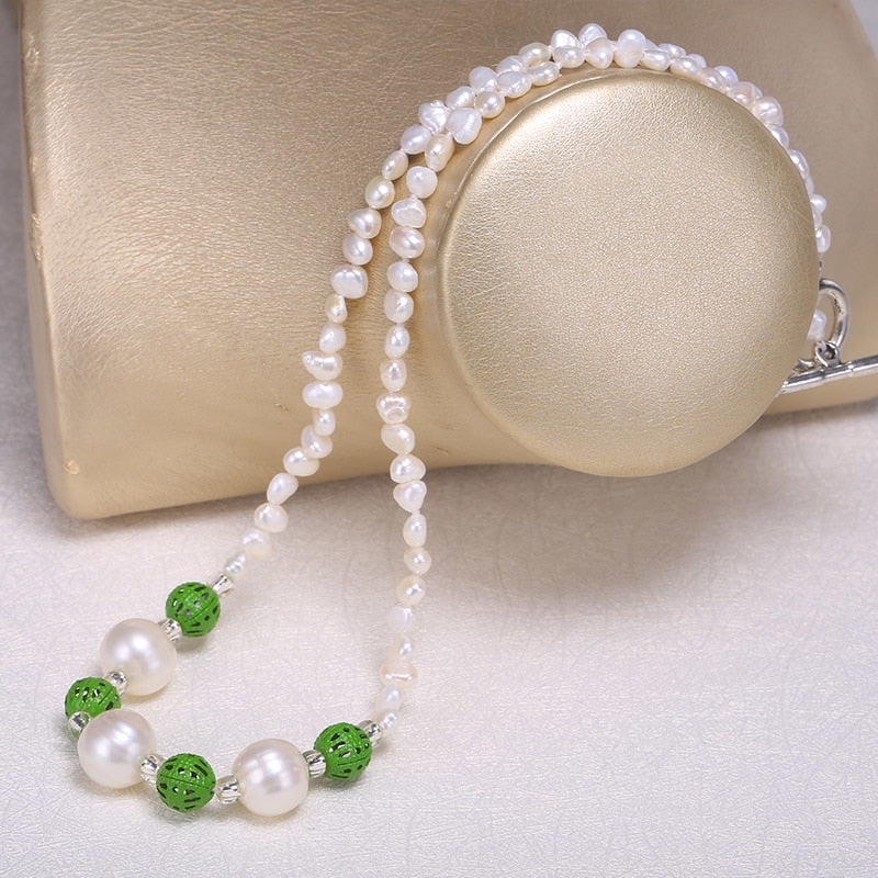 Pearl Necklace 6 Color 4-5mm/11-12mm Natural Nearly Round Pearl Necklace Jewelry Gift For Women