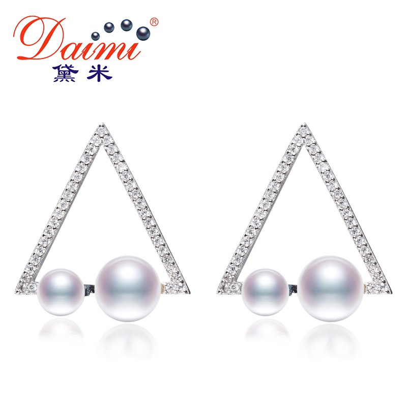 Quality Geometry Earrings 925 Silver Earrings Double Pearl Drop Earrings Fine Jewelry Gifts For Women New