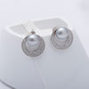 Shiny Circle Earrings 6-7mm Natural Pearl Earrings 925 Silver Studs Earrings Many Colors Brand Jewelry