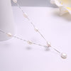 Sterling Silver Necklace Floating Pearl Y Necklace Baroque Pearl Pendant Necklace Sexy Fine Jewelry For Women