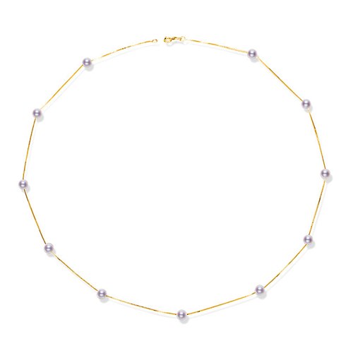 Tin Cup Chain Necklace 18K Gold with 4.5-5mm White Round Pearl Necklace