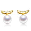 Tiny Small leaves Earrings 6-7mm Flat Round White/yellow Pearl Earrings Sterling Silver Jewelry High Quality Brand Jewelry