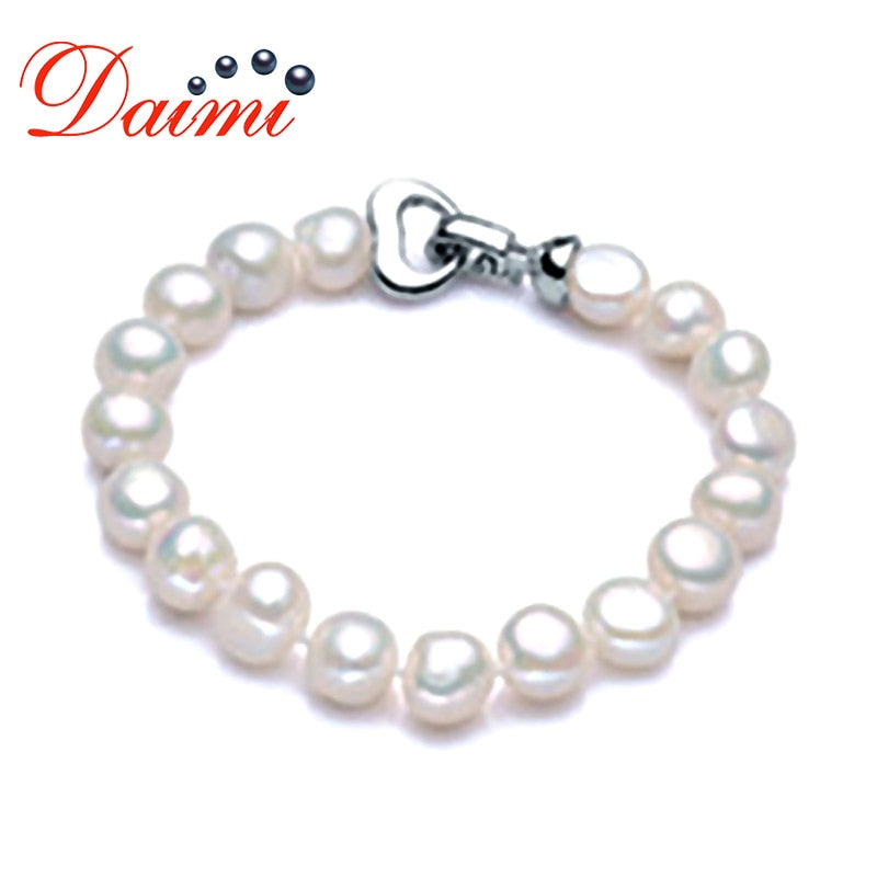 Trendy Baroque Pearl Bracelet Natural White Pearl White Color, Gift For Women