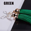 Trendy Tassels Earrings 8 Colors Colorful Pearl Earrings 925 Silver Jewelry 9cm Long Drop Earrings