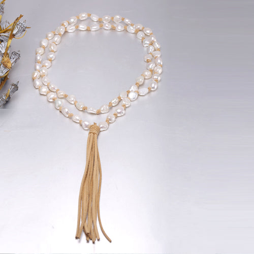 Winter Pearl Necklace Stylish Sweater Chain Cultured Pearl Jewelry Long Necklace Boho Jewelry