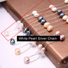 Women Necklace 925 Sterling Silver Circle Chain Necklace Tin Cup Floating Big Pearl Necklace for Woman