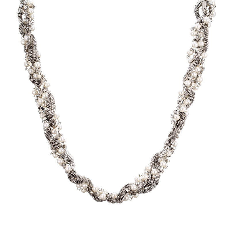 Fashion Alloy Chain Round Simulated Pearl Twist Choker Necklace For Women Bohemian Crystal Jewelry 2020 Drop Ship