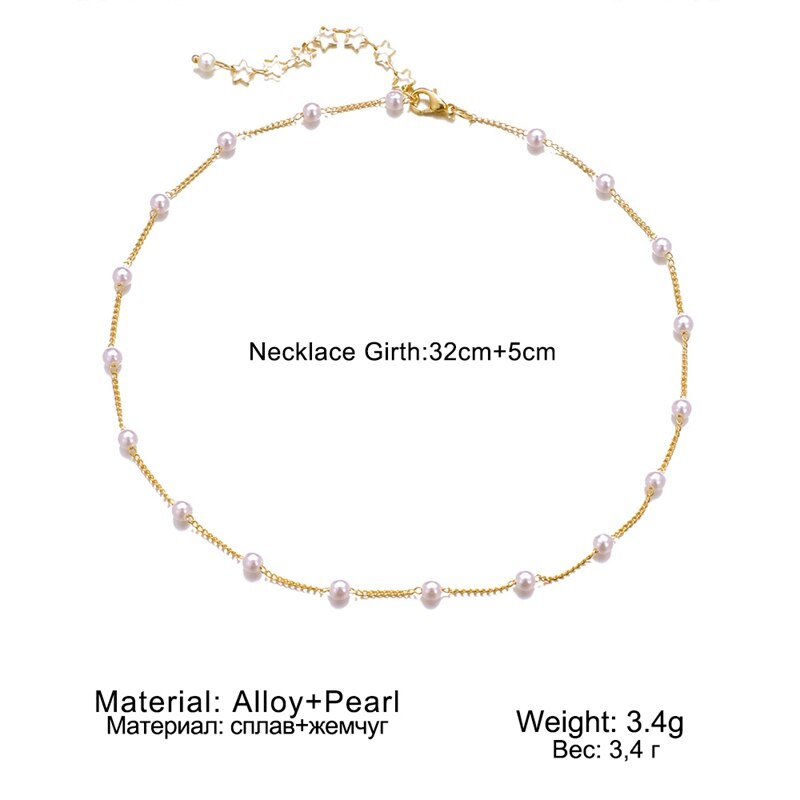 DAXI Women's Neck Chain Kpop Pearl Beads Choker Necklace Gold Color Necklaces Jewelry On The Neck 2021 Collar For Girls Gift