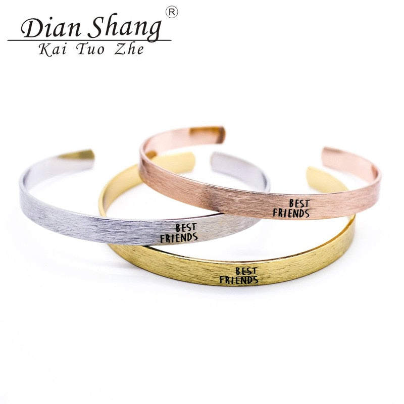 10pcs/lot Cuff Bracelets & Bangles 3 Color Letter Best Friends Charm Bracelet For Women Men Jewelry BFF