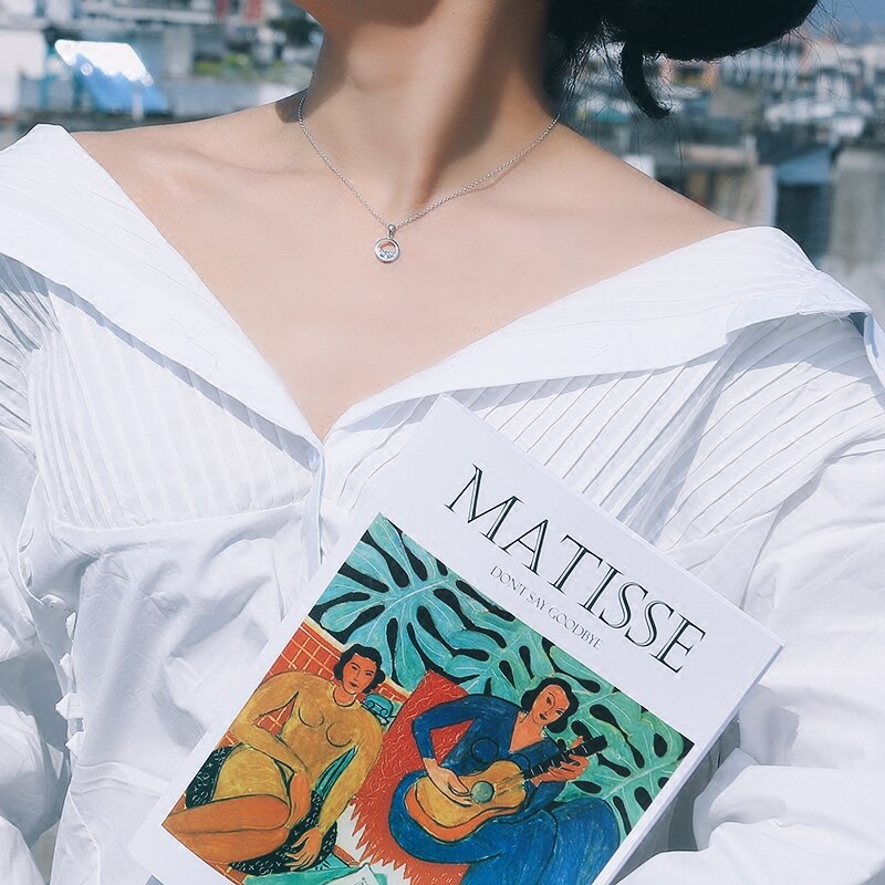 DIEERLAN Silver Color Cubic Zirconia Round Circle Water Choker Necklaces for Women Wedding Statement Jewelry kolye bijoux