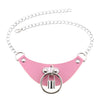 DIEZI 16 Colors Statement Collar Jewelry Gothic Harajuku PU Leather Necklace Women Circle Lock Chain Choker Pendant  Necklaces