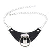 DIEZI 16 Colors Statement Collar Jewelry Gothic Harajuku PU Leather Necklace Women Circle Lock Chain Choker Pendant  Necklaces