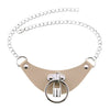 DIEZI 16 Colors Statement Collar Jewelry Gothic Harajuku PU Leather Necklace Women Circle Lock Chain Choker Pendant  Necklaces