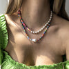 DIEZI Bohemian Ethnic Soft Clay Multicolor Acyrlic Beads Choker Necklace Women Pearl Chain Necklaces Sweet Girls Jewelry