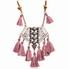 DIEZI Bohemian Geometry Wool Tassels Pendant Necklace 7 Colors Pink Ethnic Sweater Chain Fringed Chokers Necklace Jewelry