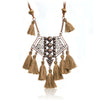 DIEZI Bohemian Geometry Wool Tassels Pendant Necklace 7 Colors Pink Ethnic Sweater Chain Fringed Chokers Necklace Jewelry