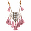 DIEZI Bohemian Geometry Wool Tassels Pendant Necklace 7 Colors Pink Ethnic Sweater Chain Fringed Chokers Necklace Jewelry