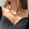 DIEZI Elegant Baroque Imitation Pearl Choker Necklace For Women Party Gift Vintage Key Chain Short Necklace Jewelry Girls Gift