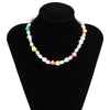 DIEZI Elegant Ethnic Soft Clay Beads Choker Necklace Bohemian Imitation Pearl Flower Star Necklaces Sweet Girls Jewelry