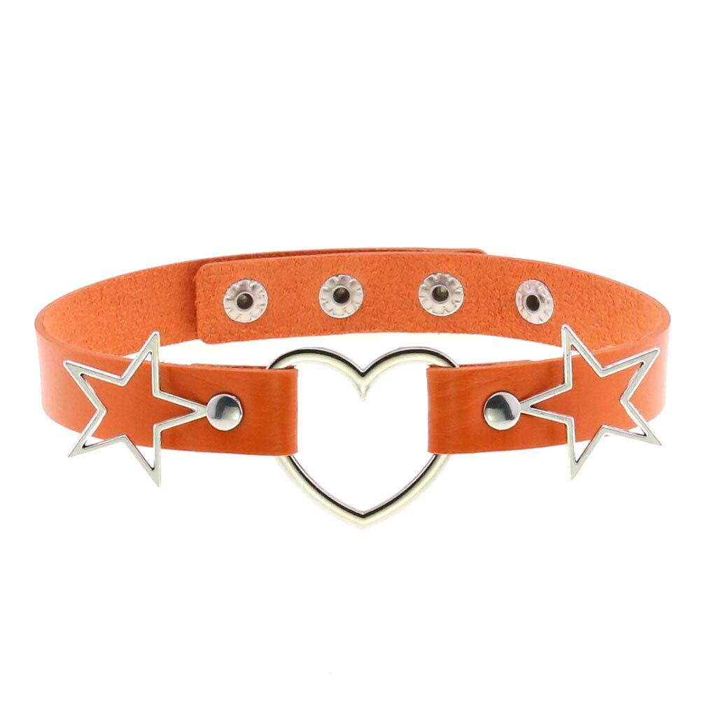 DIEZI Elegant Punk Gothic PU Leather Choker Necklace Women Vnitage Heart Star Collares Statement Necklaces 2021 Jewelry