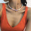 DIEZI Ethnic Bohemian Resin Choker Necklace For Women Girls Sweet Heart Necklace Soft Clay Pearl Beads Chain Necklace Jewelry