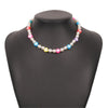 DIEZI Ethnic Bohemian Resin Choker Necklace For Women Girls Sweet Heart Necklace Soft Clay Pearl Beads Chain Necklace Jewelry