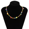 DIEZI Ethnic Multicolor Acrylic Beads Choker Necklace Women Bohemian Girls Sweet Cute Flower Fruit Pendant Necklace Jewelry