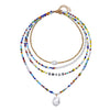 DIEZI Ethnic Multilayer Imitation Pearl Choker Necklace For Women Multicolor Acrylic Beads Letters Chain Necklace Jewelry