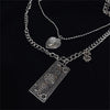 DIEZI Multilayer Silver Color Chain Coin Heart Necklace Couple Hip Hop Punk Geometric Pendant Necklaces for Women Men