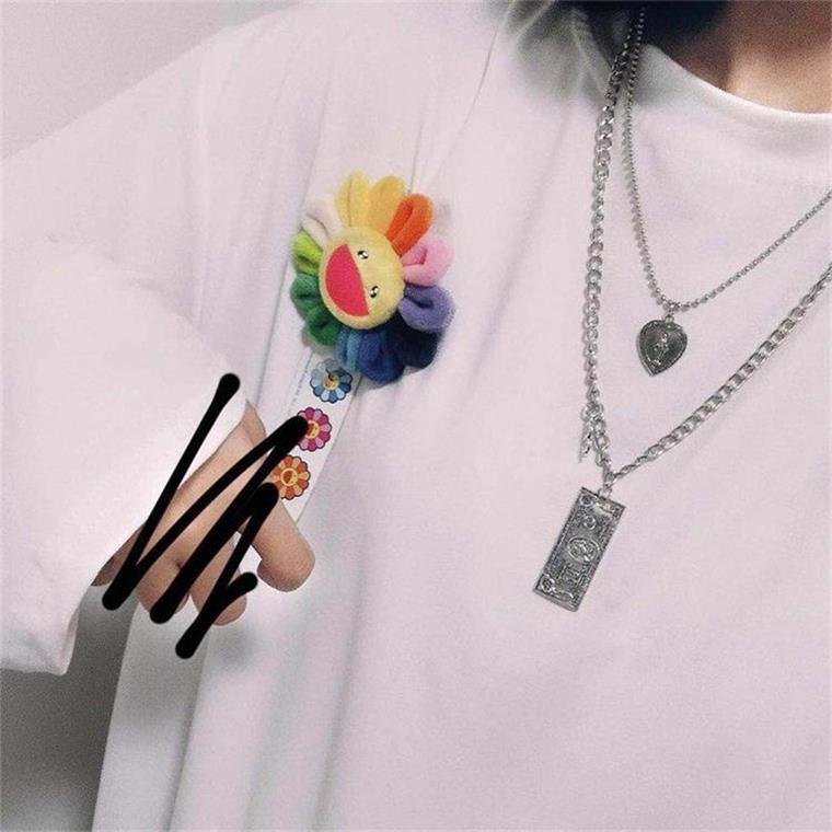 DIEZI Multilayer Silver Color Chain Coin Heart Necklace Couple Hip Hop Punk Geometric Pendant Necklaces for Women Men