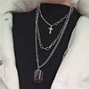 DIEZI Multilayer Silver Color Chain Coin Heart Necklace Couple Hip Hop Punk Geometric Pendant Necklaces for Women Men