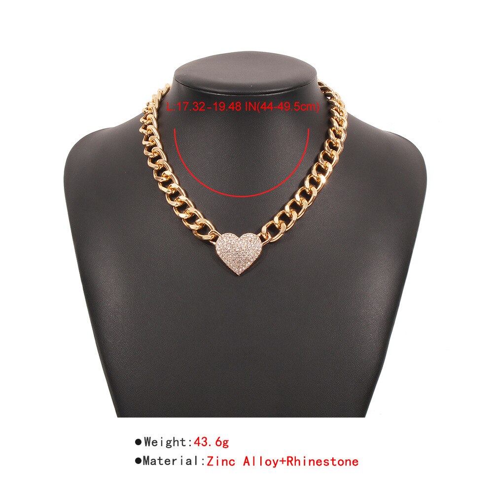 DIEZI Hyperbole Hip Hop Men Clavicle Chain Necklace Vintage Simple Heart Star Choker Necklaces For Girls Women Jewelry