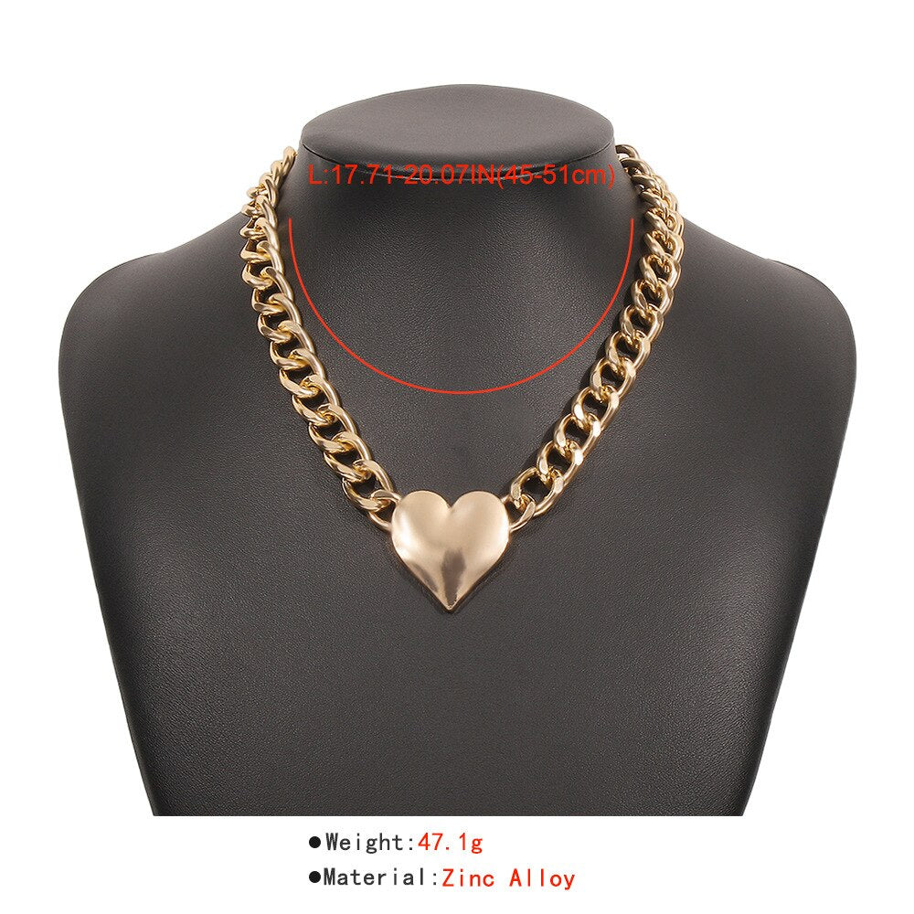 DIEZI Hyperbole Hip Hop Men Clavicle Chain Necklace Vintage Simple Heart Star Choker Necklaces For Girls Women Jewelry