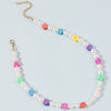 DIEZI Korean Bohemian Imitation Pearl Necklace For Women Sweet Girls Choker Necklace Multicolor Flower Beads Necklace Jewelry