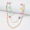 DIEZI Multilayer Bohemian Imitation Pearl Chain Necklace For Women Korean Multicolor Flower Beads Choker Necklace Girls Jewelry