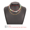 DIEZI Multilayer Bohemian Imitation Pearl Chain Necklace For Women Korean Multicolor Flower Beads Choker Necklace Girls Jewelry