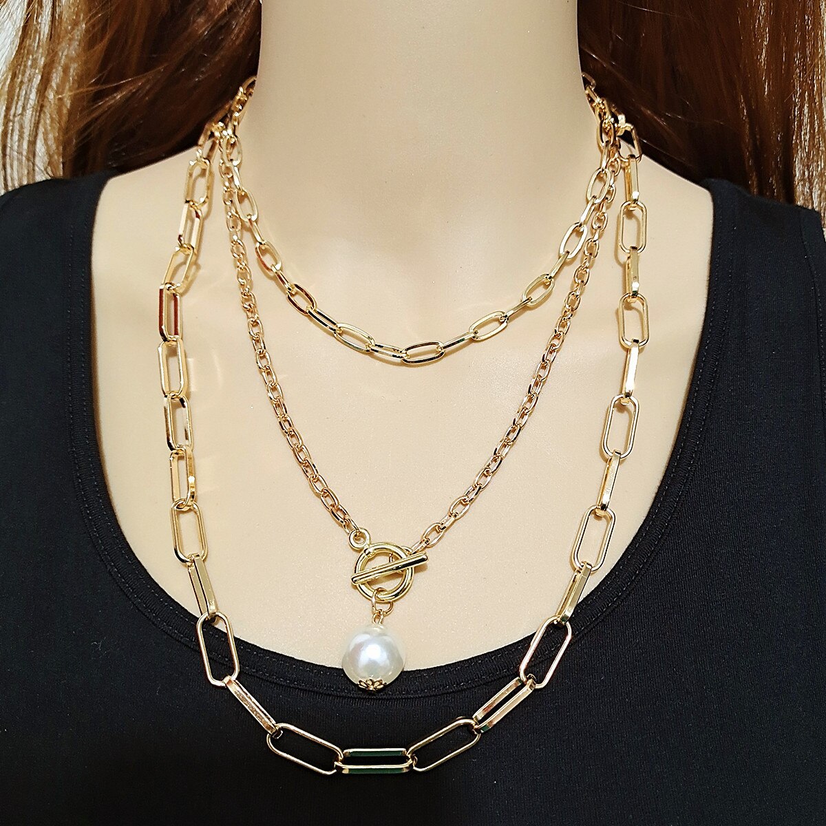 DIEZI Multilayer Imitation Pearl Necklace For Women Girls 2021 Water Drop Pendant Choker Chain Necklace Jewelry