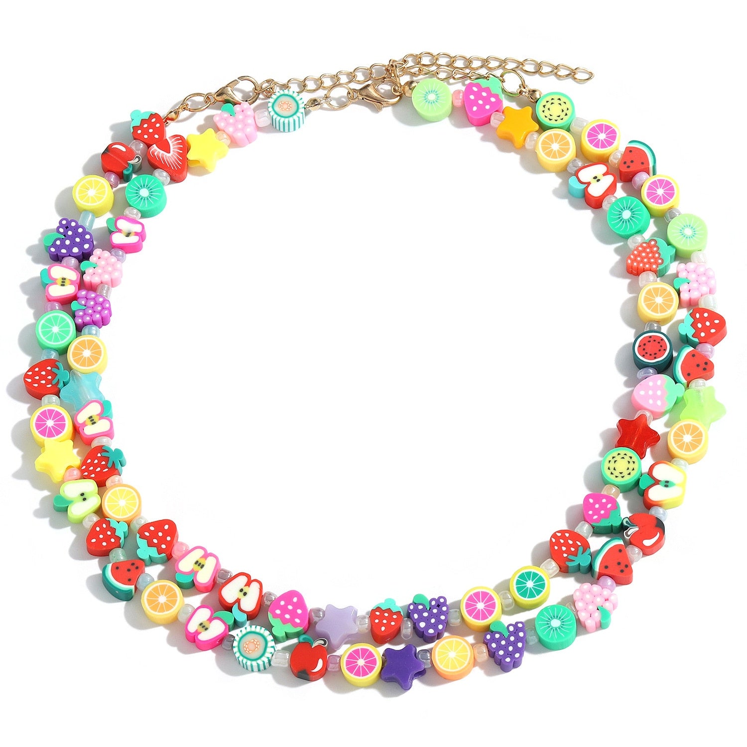 DIEZI One Piece 2021 Ethnic Candy Color Random Resin Fruit Beads Necklace For Women Girls Soft Clay Choker Collares Necklace