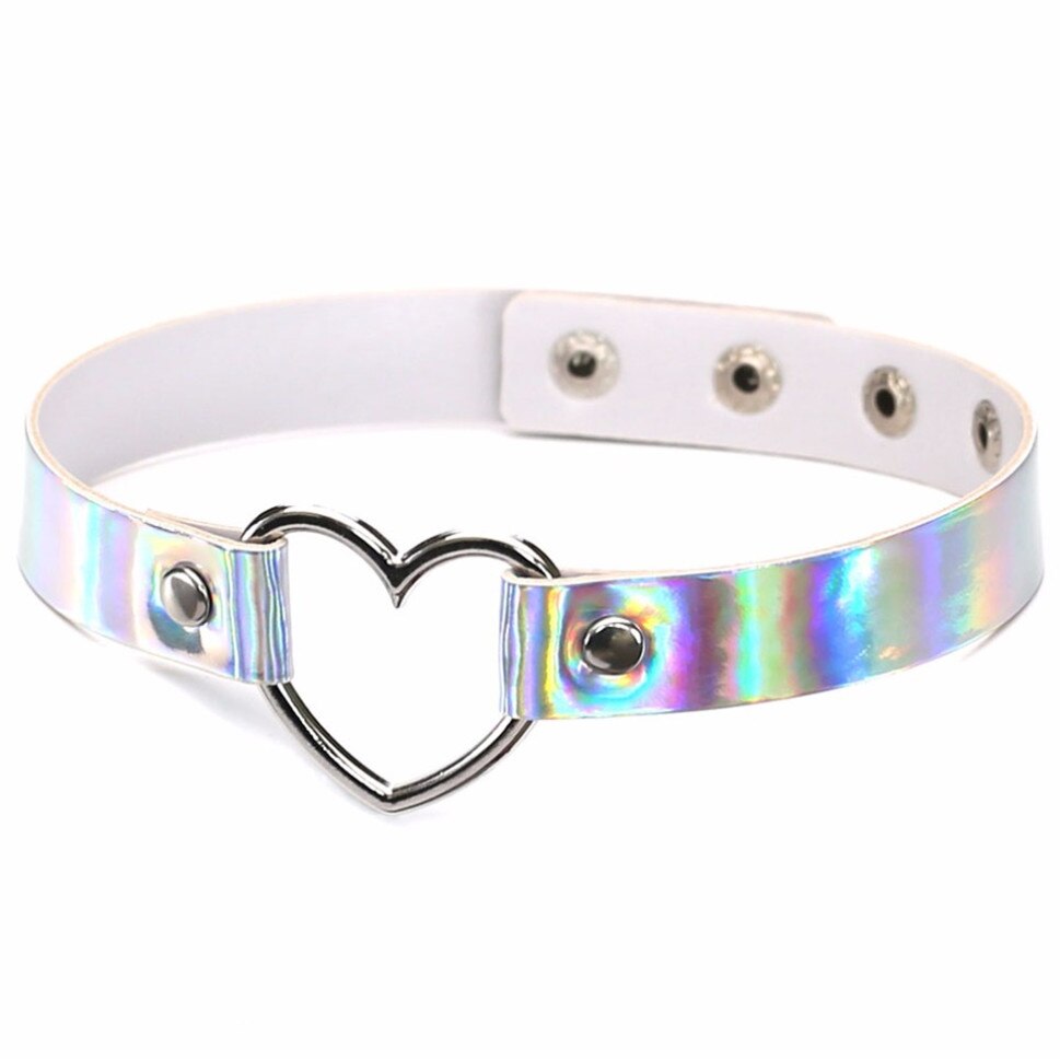 DIEZI Punk Harajuku Harness Anime Girls Gift Simple Necklaces Silver Color Heart  Goth Choker Collar Necklace For Women Jewelry