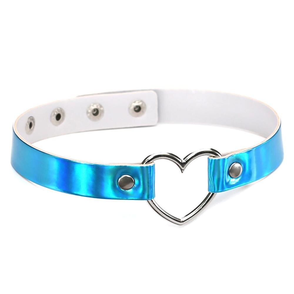 DIEZI Punk Harajuku Harness Anime Girls Gift Simple Necklaces Silver Color Heart  Goth Choker Collar Necklace For Women Jewelry