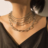 DIEZI Punk Multilayer Silver Color Gold Chain Statement Necklace Men Hip Hop Geometric Choker Necklaces for Women Party
