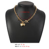 DIEZI Punk Vintage Double Heart Pendant Necklaces Neck clavicle Thick Chain Collares Choker Necklace Women Jewelry 2021 New