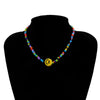 DIEZI Simple Multicolor Acrylic Beads Necklace Women Girls Short Necklace Yellow Smile Face Choker Collares Necklace Jewelry