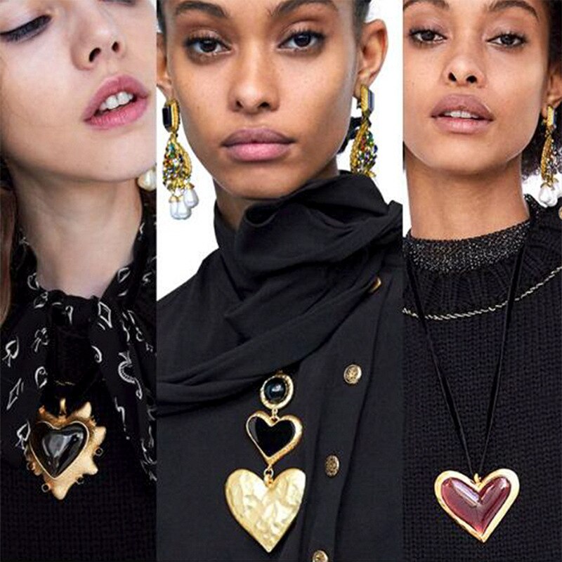 DIEZI Vintage Bohemia Big Heart Choker Necklaces For Women 2021 Statement Collar Necklaces Pendant Wedding Party Gifts