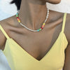 DIEZI Vintage Ethnic Soft Clay Beads Choker Necklace Bohemian Imitation Pearl Chain Necklaces Sweet Girls Women Jewelry