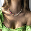 DIEZI Vintage Ethnic Soft Clay Beads Choker Necklace Bohemian Imitation Pearl Chain Necklaces Sweet Girls Women Jewelry