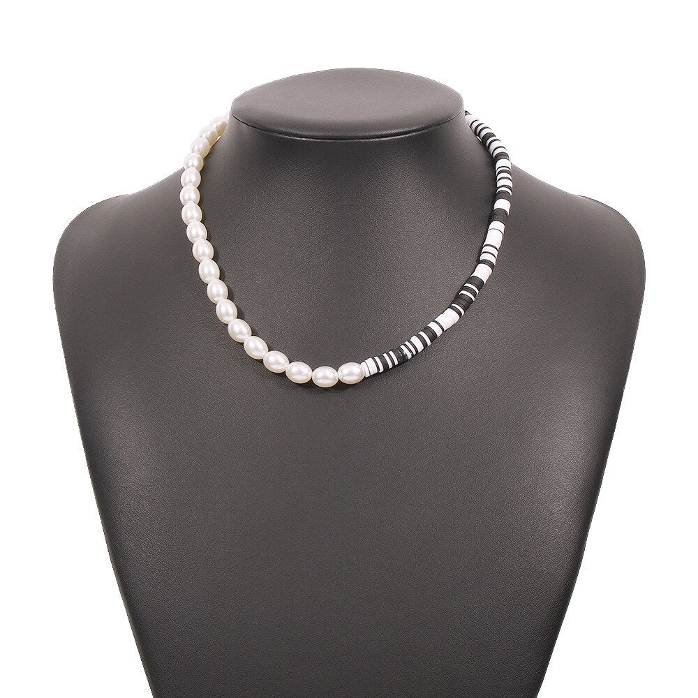 DIEZI Vintage Ethnic Soft Clay Beads Choker Necklace Bohemian Imitation Pearl Chain Necklaces Sweet Girls Women Jewelry