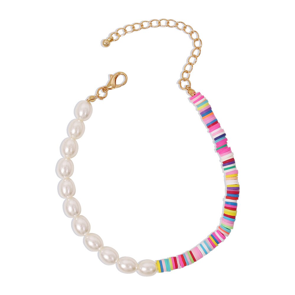 DIEZI Vintage Ethnic Soft Clay Beads Choker Necklace Bohemian Imitation Pearl Chain Necklaces Sweet Girls Women Jewelry