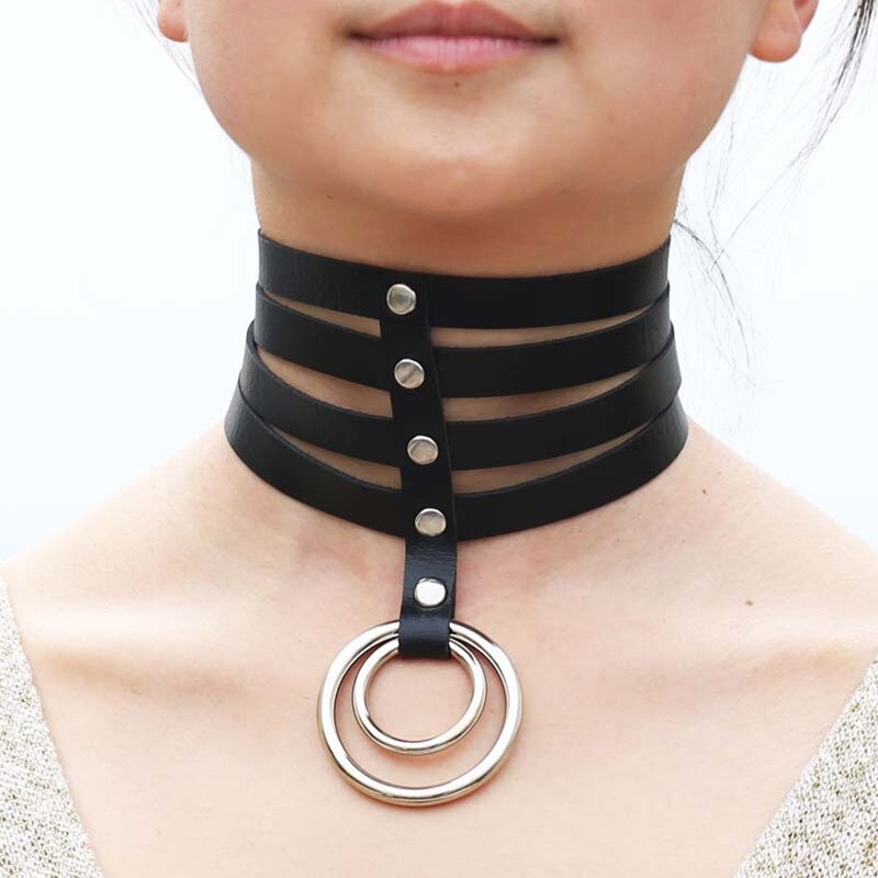 DIEZI Vintage Goth Multilayers Harness Harajuku Anime Choker Necklaces Round Pendant Collar Necklace For Women Party Jewelry
