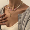DIEZI Vintage Multilayer Imitation Pearl Choker Necklace For Women Sweet Girls Small Mushroom Clavicle Chain Necklace Jewelry